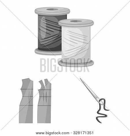 Vector Illustration Of Dressmaking And Textile Sign. Set Of Dressmaking And Handcraft Vector Icon Fo