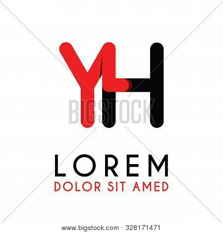 Initial Letter Yh With Red Black And Has Rounded Corners