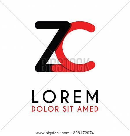 Initial Letter Zc With Red Black And Has Rounded Corners