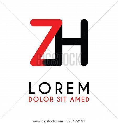 Initial Letter Zh With Red Black And Has Rounded Corners