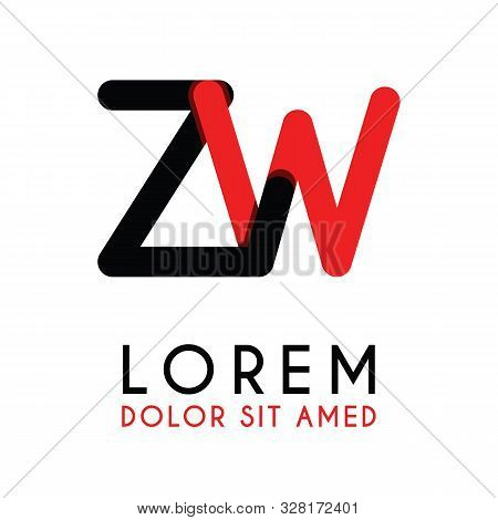 Initial Letter Zw With Red Black And Has Rounded Corners