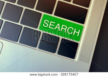 Search Concept. Word Inprinted On The Keyboard Key With Green Color Highlight.