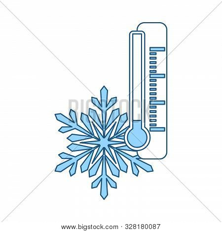Winter Cold Icon. Thin Line With Blue Fill Design. Vector Illustration.