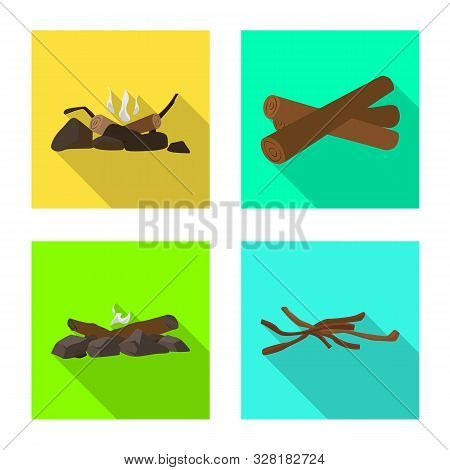 Vector Illustration Of Material And Logging Logo. Collection Of Material And Forestry Vector Icon Fo