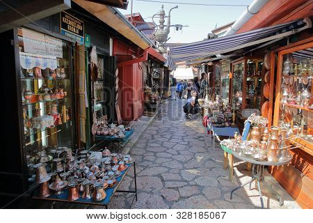 Sarajevo, Bosnia And Herzegovina - September 15, 2019:  Kazandziluk Street, Located In Bascarsija Di