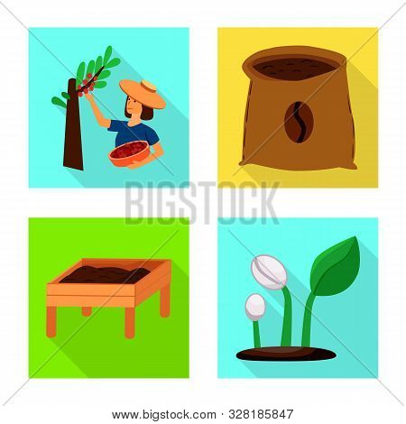 Vector Illustration Of Process And Farming Icon. Set Of Process And Technology Vector Icon For Stock