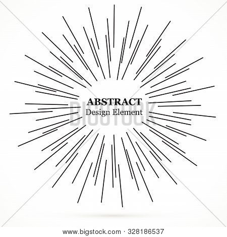 Bursting Lines.set Of Circular Rays.assymetric Radial Elements.linear Drawing.vector Illustration Pa