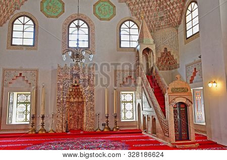 Sarajevo, Bosnia And Herzegovina - September 15, 2019: The Colorful Prayer Room Of  Gazi Husrev Bego