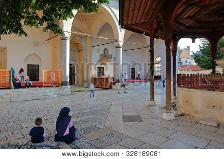 Sarajevo, Bosnia And Herzegovina - September 15, 2019: The Internal Courtyard Of Gazi Husrev Begova 
