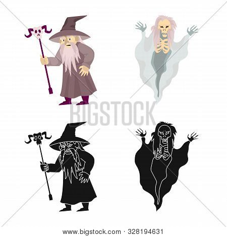 Vector Illustration Of Mystic And Hell Sign. Set Of Mystic And Devilry Vector Icon For Stock.