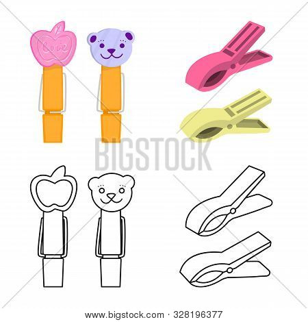 Isolated Object Of Retro And Pins Symbol. Set Of Retro And Equipment Vector Icon For Stock.
