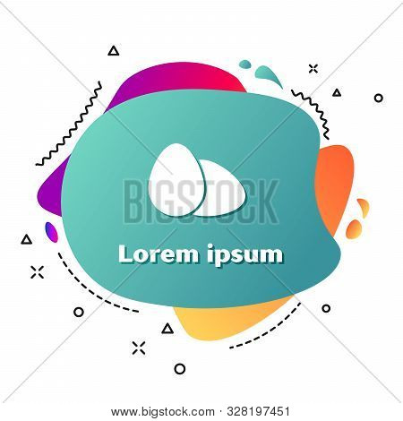 White Chicken Egg Icon Isolated On White Background. Abstract Banner With Liquid Shapes. Vector Illu