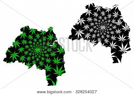 Tyne And Wear (united Kingdom, England, Metropolitan County) Map Is Designed Cannabis Leaf Green And