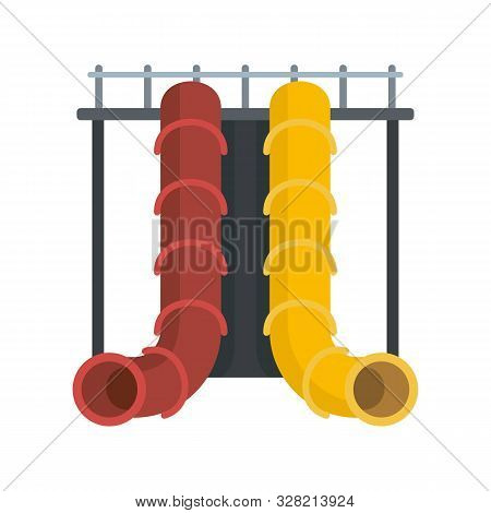 Aquapark Pipe Slide Icon. Flat Illustration Of Aquapark Pipe Slide Vector Icon For Web Design