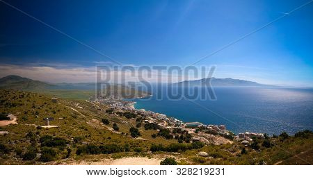Landscape To The Ionian Sea From The Top Of Lekuresi Castle And Military Bunkers Near Saranda, Alban