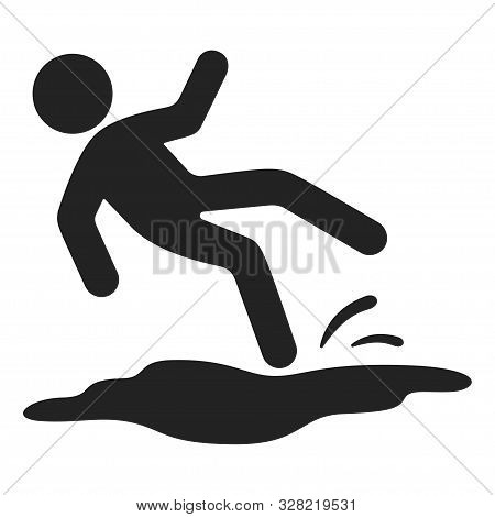 Slipped Man Black Icon, Wet Floor Danger
