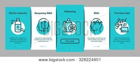 Biohacking Onboarding Mobile App Page Screen Vector Thin Line. Meditation And Brain, Dna And Helix, 