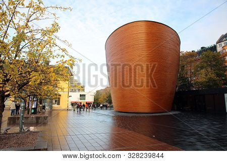 Helsinki, Finland - October 04, 2019: The Wooden Chapel Of Silence (kamppi Chapel) In Helsinki, The 