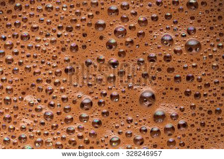 Coffee Foam Extreme Close Up. Macro Texture And Background
