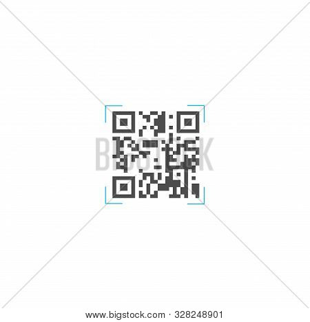 Flat Vector Icon Qrcode Closeup Isolated. Scan Goods By Qrcode
