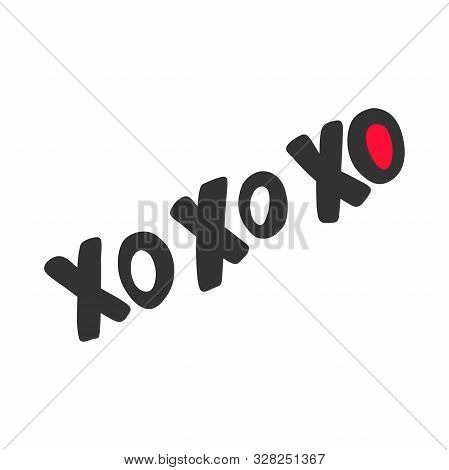 Xo Xo. Valentines Day Sticker For Social Media Content. Vector Hand Drawn Illustration Design.