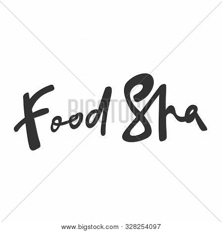 Food Spa. Green Eco Bio Sticker For Social Media Content. Vector Hand Drawn Illustration Design.