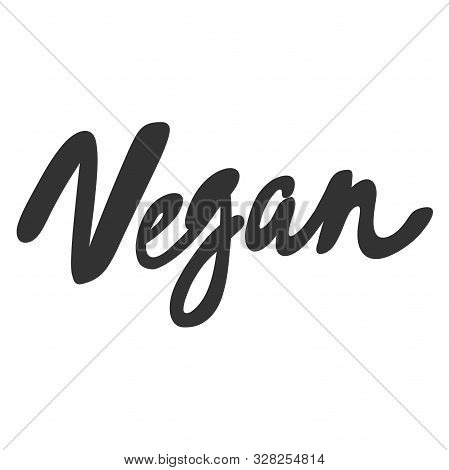 Vegan. Green Eco Bio Sticker For Social Media Content. Vector Hand Drawn Illustration Design.