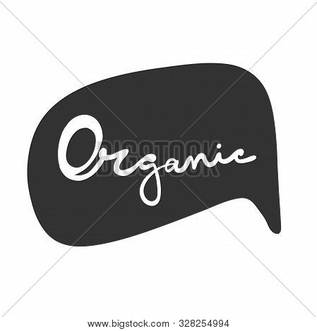 Organic. Green Eco Bio Sticker For Social Media Content. Vector Hand Drawn Illustration Design.