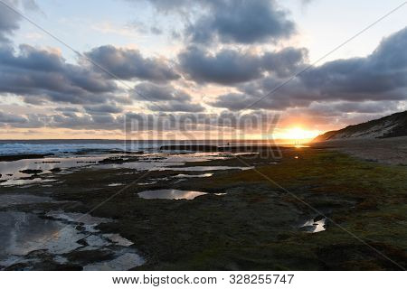 Dusk Low Tide Moss Rock Pool Beach, Mossel Bay, South Africa
