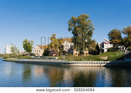 Minsk, Belarus. October 2019. The Trinity Suburb And The Svislach River