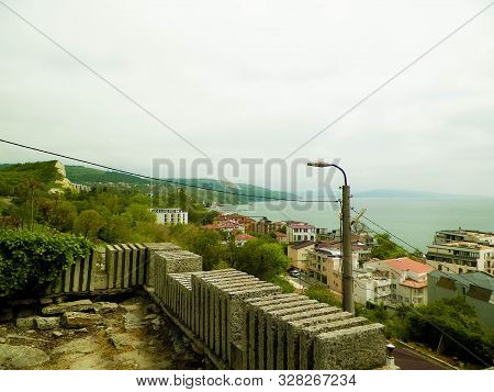 View Of The City Of Balchik. Rainy Weather, Tourism Concept, Bulgaria, Dobrich Province.