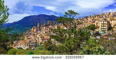 Traditional medieval villages (borgo) of Italy. Beautiful Caccamo in Sicily island