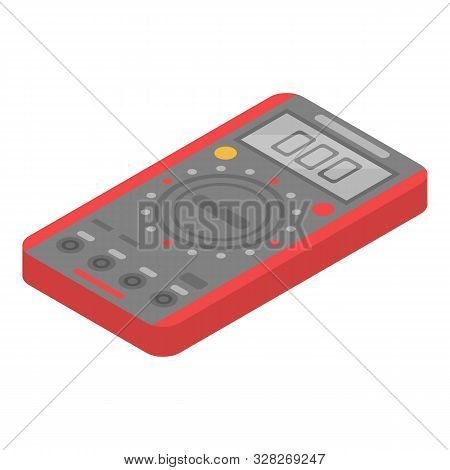Red Electric Tester Icon. Isometric Of Red Electric Tester Vector Icon For Web Design Isolated On Wh