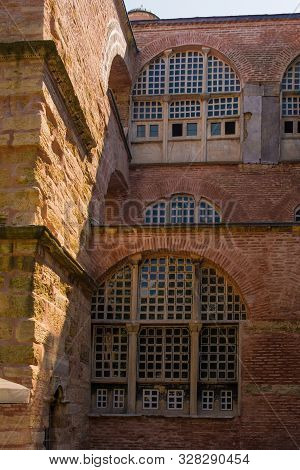 Windows On The Exterior Of Ayasofia Or Hagia Sofia In Sultanahmet, Istanbul, Turkey. Built In 537 Ad