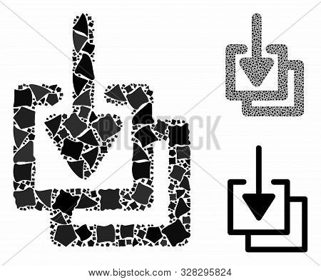 Downloads Mosaic Of Raggy Pieces In Different Sizes And Color Hues, Based On Downloads Icon. Vector 
