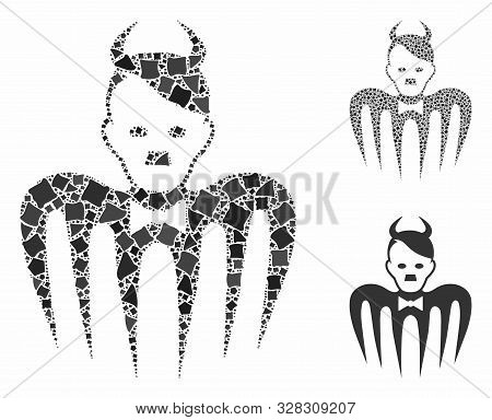 Hitler Spectre Devil Mosaic Of Raggy Parts In Various Sizes And Color Tinges, Based On Hitler Spectr
