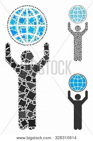 Globalist Composition Of Joggly Pieces In Variable Sizes And Color Tinges, Based On Globalist Icon. 