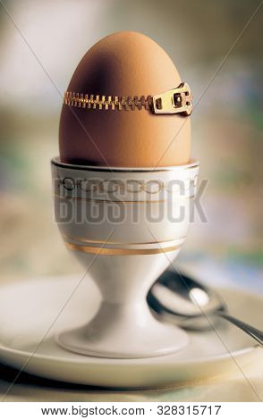 A Zipped Up Egg Ready To Be Unzipped And Eaten