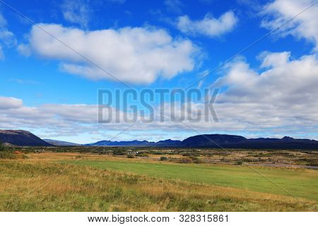 Summer landscape in Pingvellir National Park, Iceland, Europe
