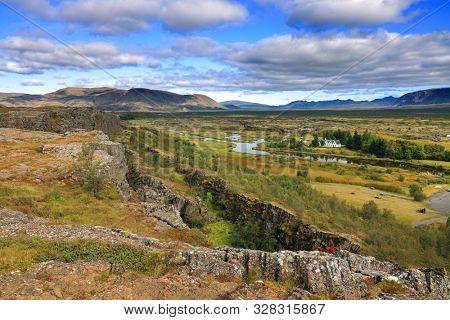 Summer landscape in Pingvellir National Park, Iceland, Europe