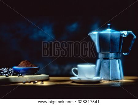 A Pic Of An Old Italian Espresso Maker Taken With A Soft Focus Filter