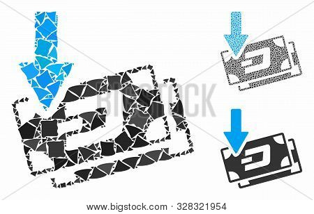 Get Arrow Dash Banknotes Mosaic Of Tremulant Items In Variable Sizes And Shades, Based On Get Arrow 