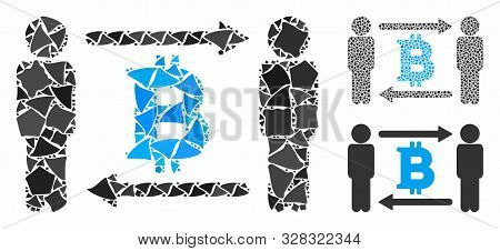 Persons Exchange Bitcoin Composition Of Joggly Elements In Various Sizes And Color Tones, Based On P