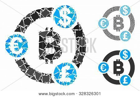 International Bitcoin Collaboration Mosaic Of Rough Elements In Different Sizes And Color Tinges, Ba