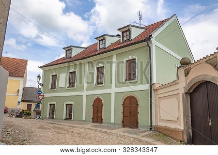 Street An Old House In Jindrichuv Hradec, A Town In The Czech Republic In The Region South Bohemia.