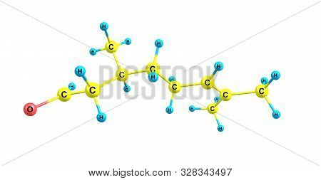 Citronellal Molecular Structure Isolated On White