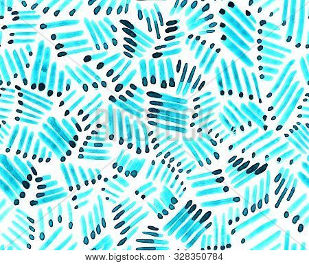 Hand Drawn Abstract Watercolor Seamless Pattern Of Streaks