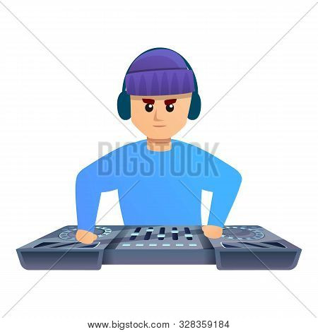 Dj With Headwear Icon. Cartoon Of Dj With Headwear Vector Icon For Web Design Isolated On White Back