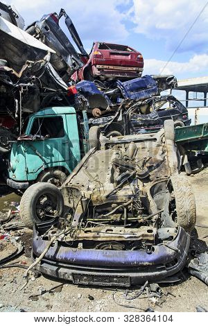 Car Scrap With Old And Damaged Cars