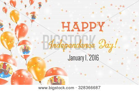 French Polynesia Independence Day Greeting Card. Flying Balloons In French Polynesia National Colors